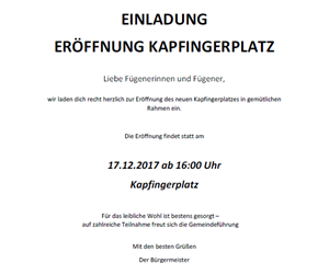 Einladung Kapfingerplatz